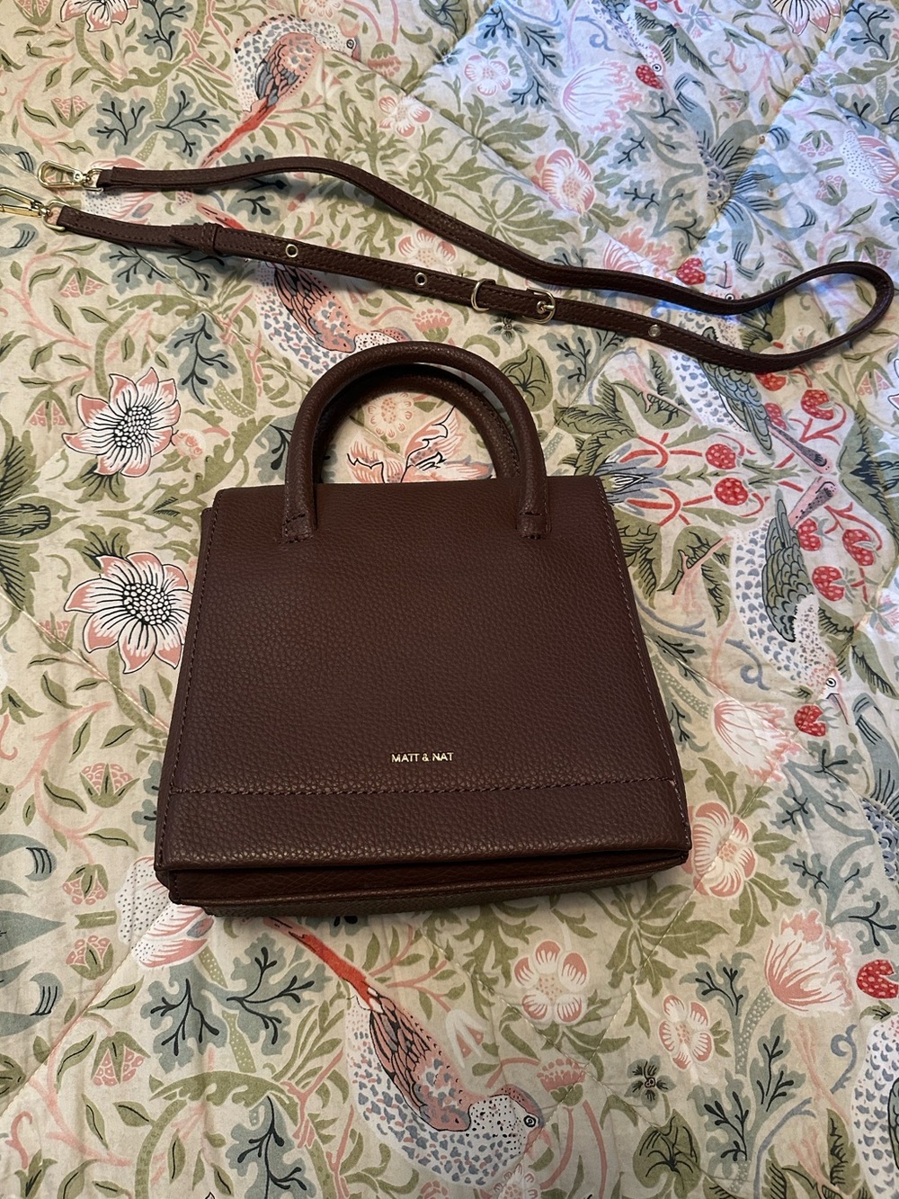 Matt & Nat Dark Brown Pebbled Vegan Leather Crossbody Tote
